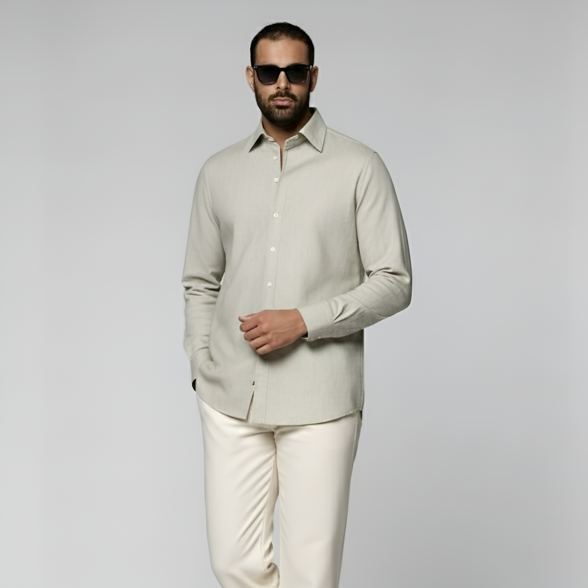 Light Green Cotton Flannel Shirt