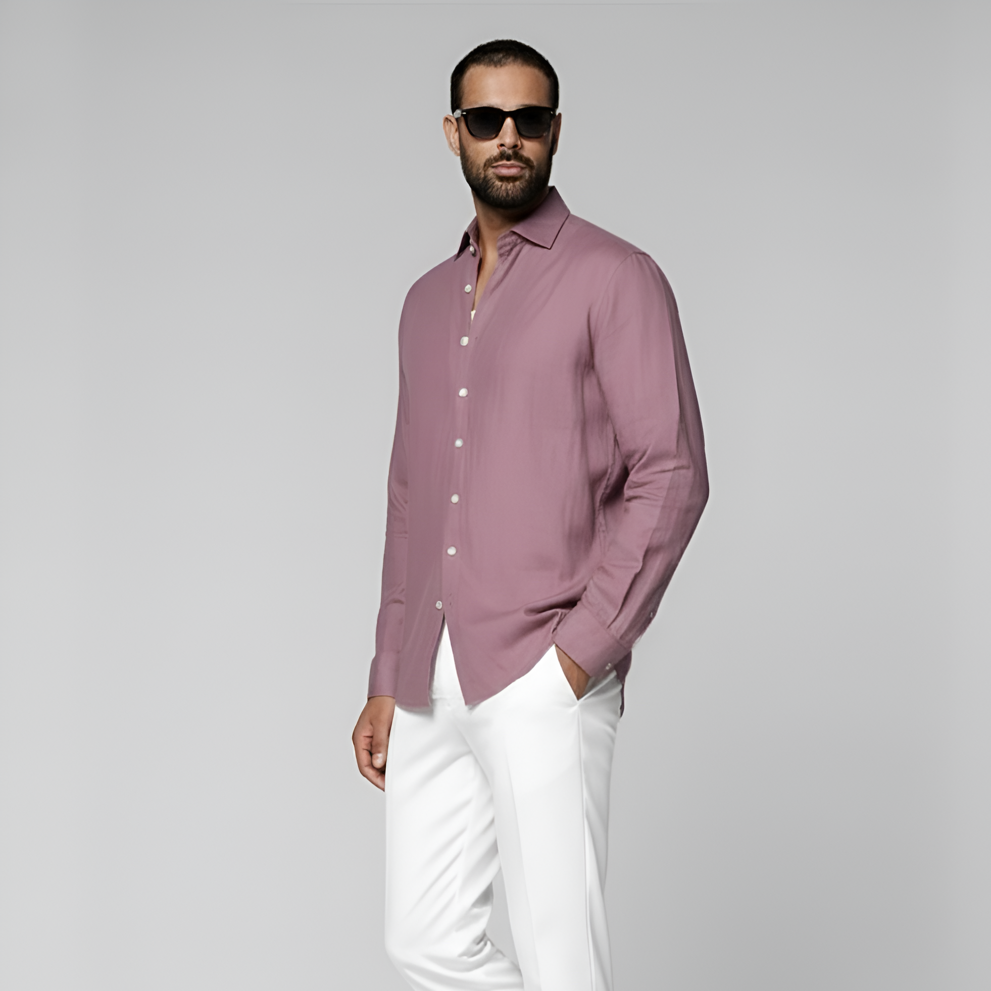 Mid Purple Linen Shirt