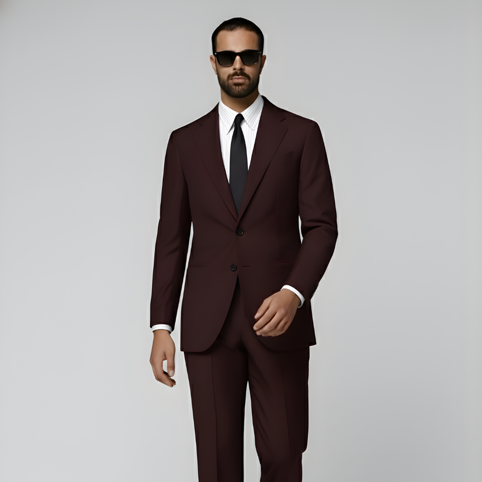 Burgundy Tailored Fit Havana Suit