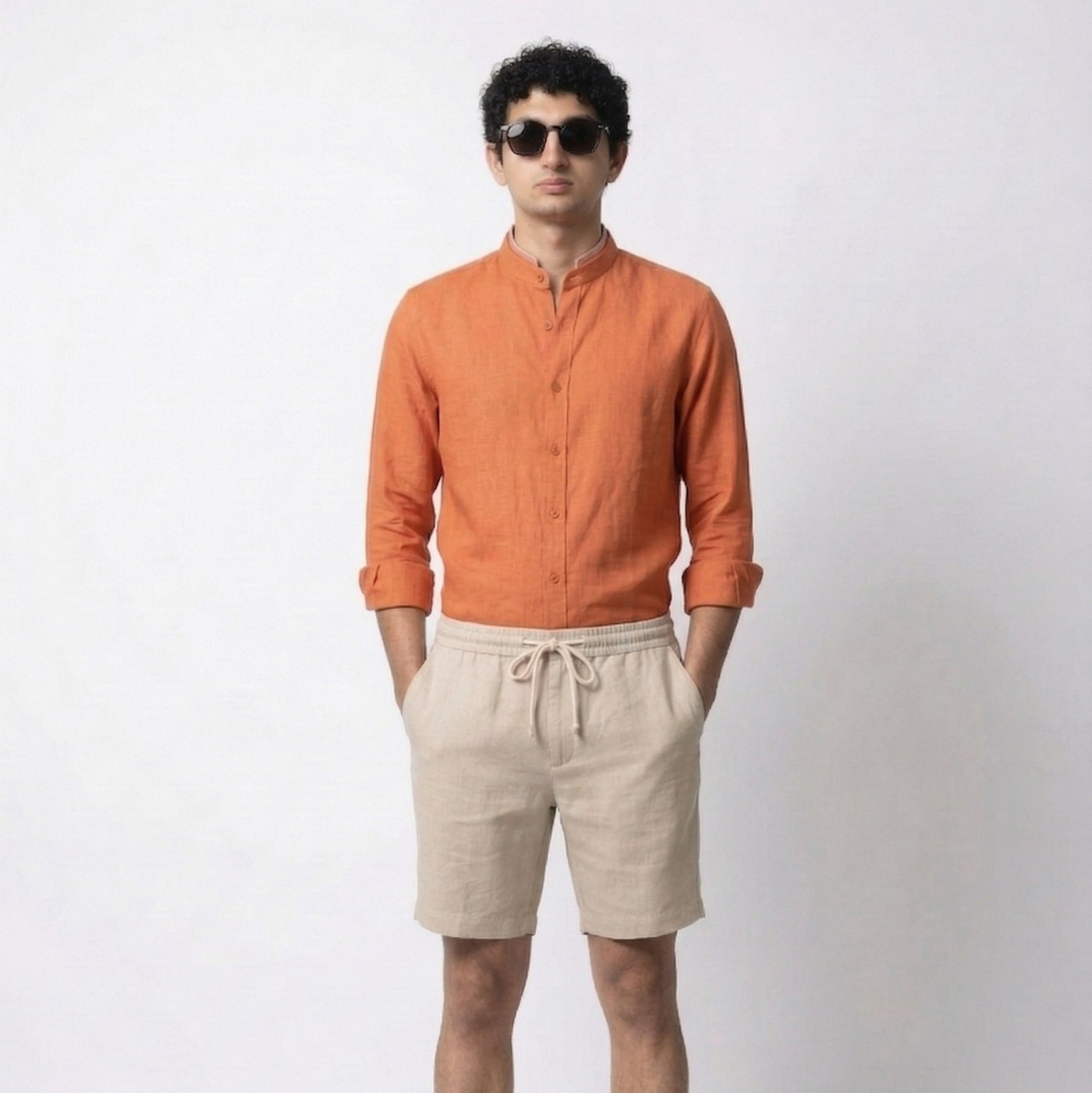 Beige Linen Shorts