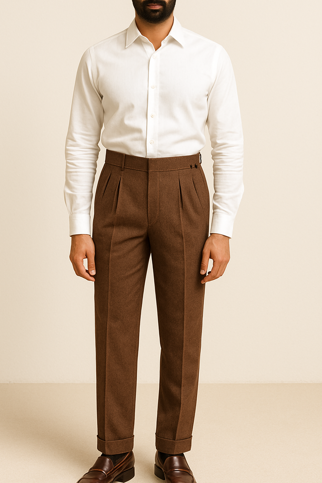 Brown Cotton Pants